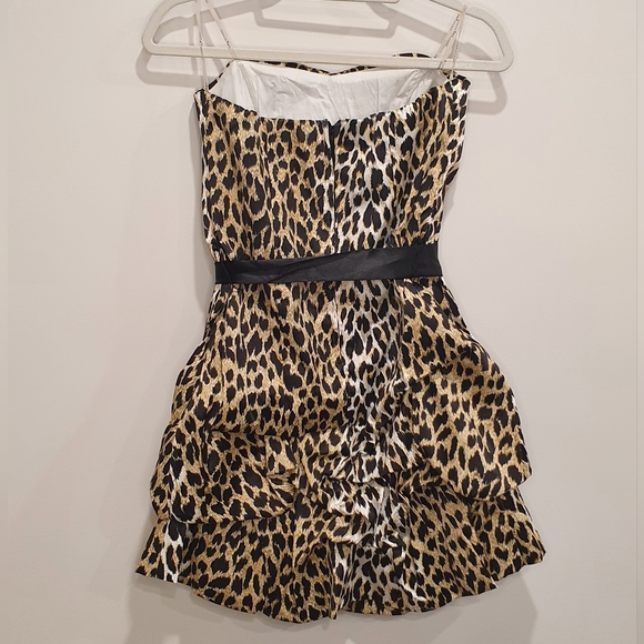 Teeze Me 2000s Cheetah Leopard print strapless dress, tan brown, size 9 (small) - Picture 2 of 3